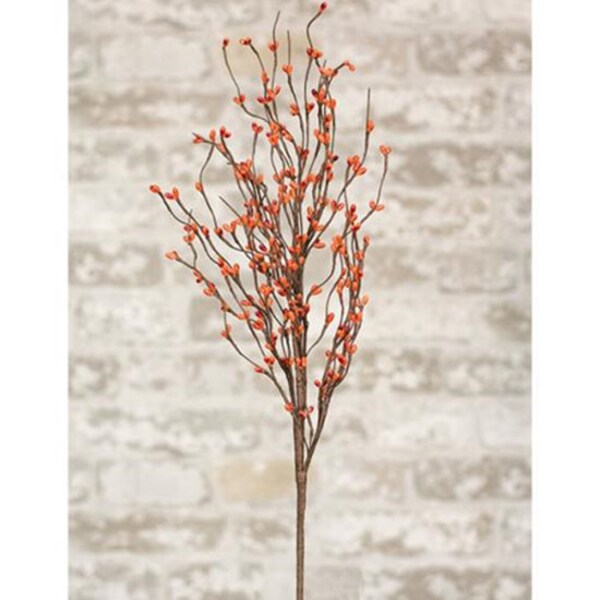 Pip Berry Floral Pick / Spray / Stem 20" High - Pumpkin - Orange & Brown - Autumn Thanksgiving Halloween - WIC-FISB13600PU / ISE-ISB13600PUM