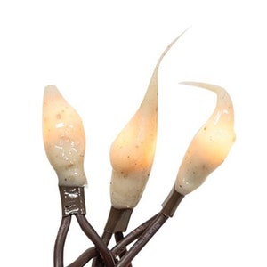 20 Count Light String Buttermilk Silicone Dipped Bulbs Brown Cord Electric Plug - Primitive, Christmas - WIC-MCL20B