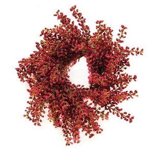 Bursting Astilbe Sangria Red Candle Ring / Wreath 3.5&quot; In / 10&quot; Outer Diameters - Christmas, Autumn, Summer - Floral WIC-FFG9280