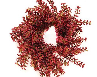 Bursting Astilbe Sangria Red Candle Ring / Wreath 3.5" In / 10" Outer Diameters - Christmas, Autumn, Summer - Floral WIC-FFG9280