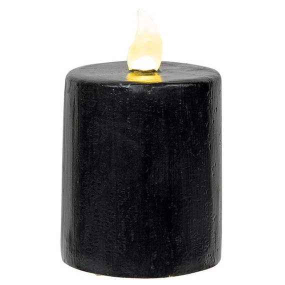 Battery Operated Fire Flame Black Flameless Lantern - 5 Hour Timer