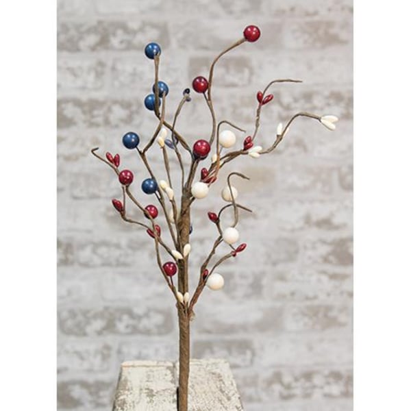 Pip Berry Pick / Spray 12" High - Americana Mixed Berry - Red, Royal Blue, Ivory - Patriotic - WIC-FISB50616