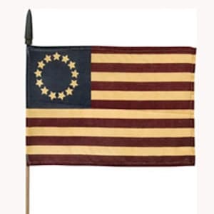 Betsy Ross American Flag On A Stick - 13 Stars - Primitive Tea Stained  - Sets of 3 or 6 - USA, Patriotic, 4th of July - WIC-G9772