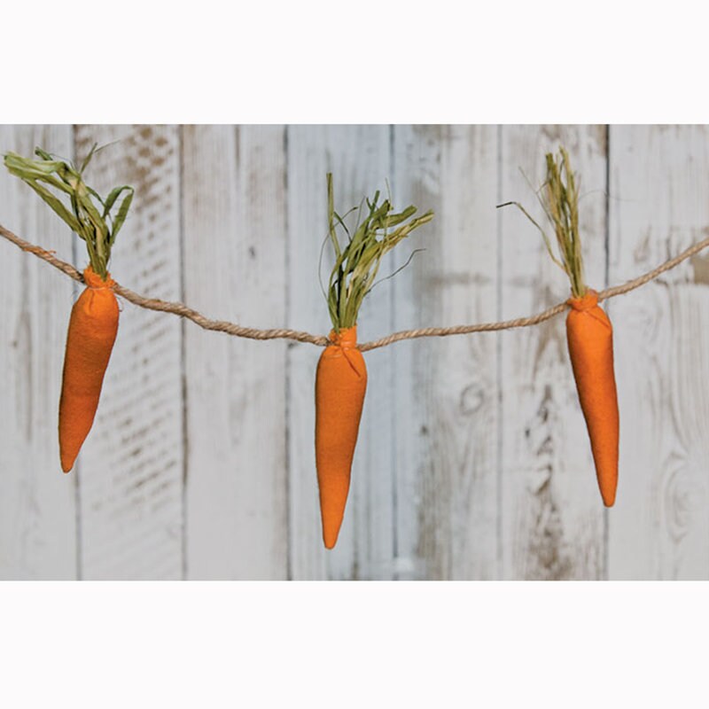 Primitive Fabric Carrots & Wood Bead Garland-6 ft