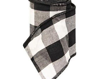 Black & White Buffalo Check Wired Ribbon - 9' Foot Long x 3" Wide - Christmas, Winter WIC-14600