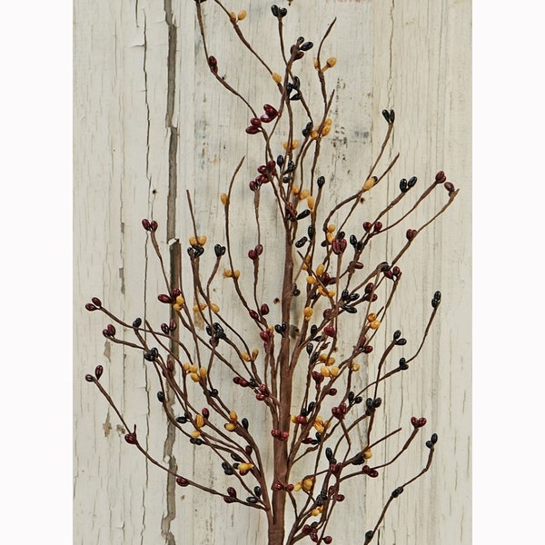 Pip Berry Floral Pick / Spray / Stem - 20" High - Homespun - Burgundy, Black, Gold - Primitive Farmhouse Country - ISE-ISB13600HS