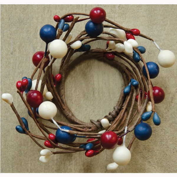 Candle / Napkin Ring 1.5" Inner Diameter - Americana Mixed Berry - Red, Royal Blue, Ivory - Patriotic - WIC-FISB50615