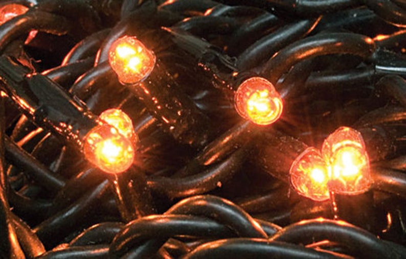 140 Ct Light String Strand Set Multi Function Twinkle Orange Teeny Rice Light Bulbs Halloween 140 Count Black Cord