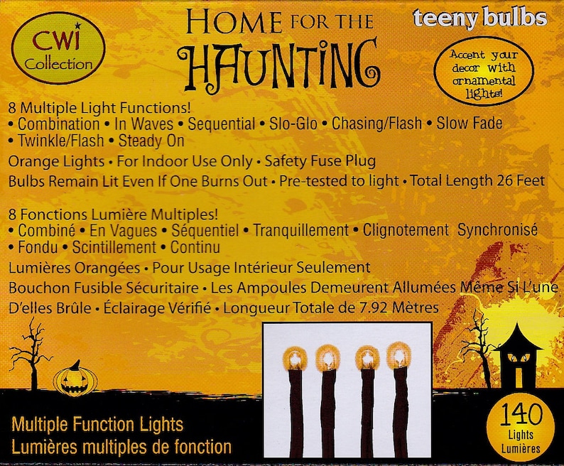 140 Ct Light String Strand Set Multi Function Twinkle Orange Teeny Rice Light Bulbs Halloween 140 Count Black Cord