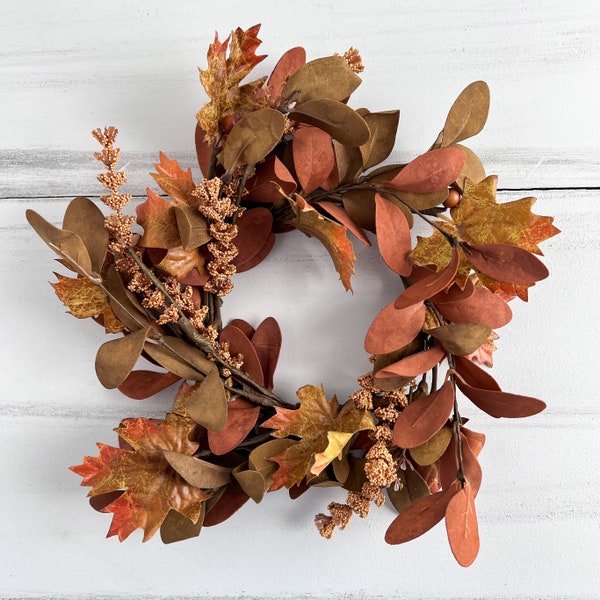 Maple & Walking Fern Candle Ring / Wreath 4.5" Inner Diameter - Autumn Fall Candle Ring Decor, Halloween Candle Ring - TTW-FFQ38751CL