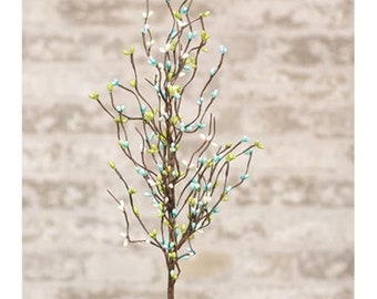 Pip Berry Floral Pick / Spray / Stem - 20" High - Seabreeze - Light Blue, Green, Ivory - Spring & Summer - WIC-FISB13600SB