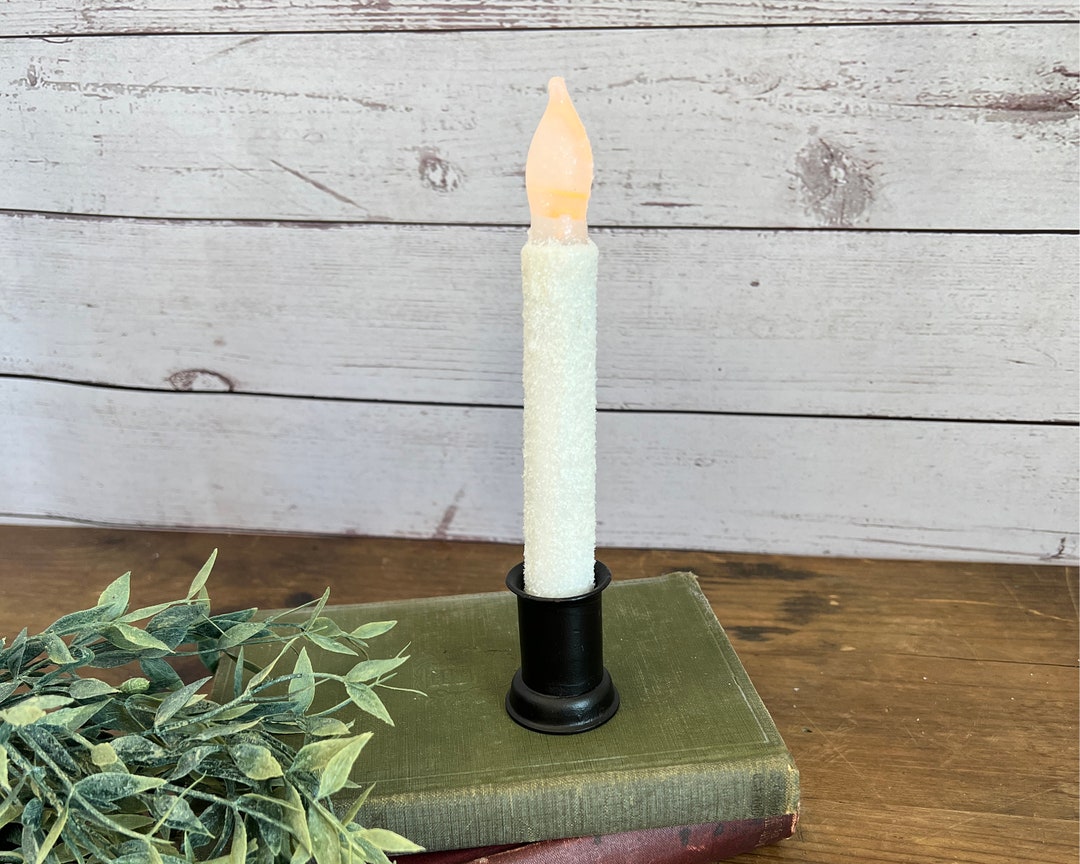 Shelf Candle Holder for Taper Gray Metal Round 1.5 High for Window