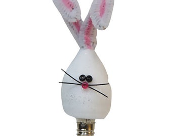 Novelty Silicone Dipped Light Bulb - White Bunny - Candelabra Socket - Rabbit, Easter, Spring - WIC-G0140408