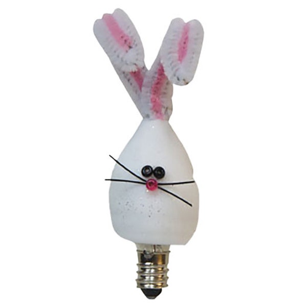 Novelty Silicone Dipped Light Bulb - White Bunny - Candelabra Socket - Rabbit, Easter, Spring - WIC-G0140408