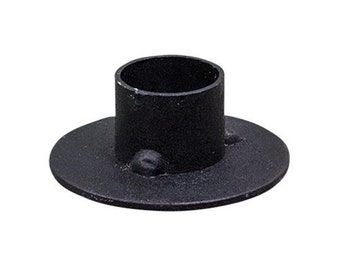 Taper Candler Holder - Black Iron - Primitive - Round - 2" Diameter x 1.5" High - For Window Sills & More - WIC-G46334