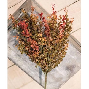 Floral Pick / Spray / Bush - Red Baby Grass - 14" High - Rust, Green, Gold - Autumn, Fall, Thanksgiving - Floral Arranging - WIC-FV90103