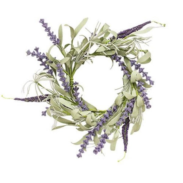 Lavender & Herb Candle Ring / Mini Wreath 4.5" Inner Diameter - Spring Summer Floral - F18138