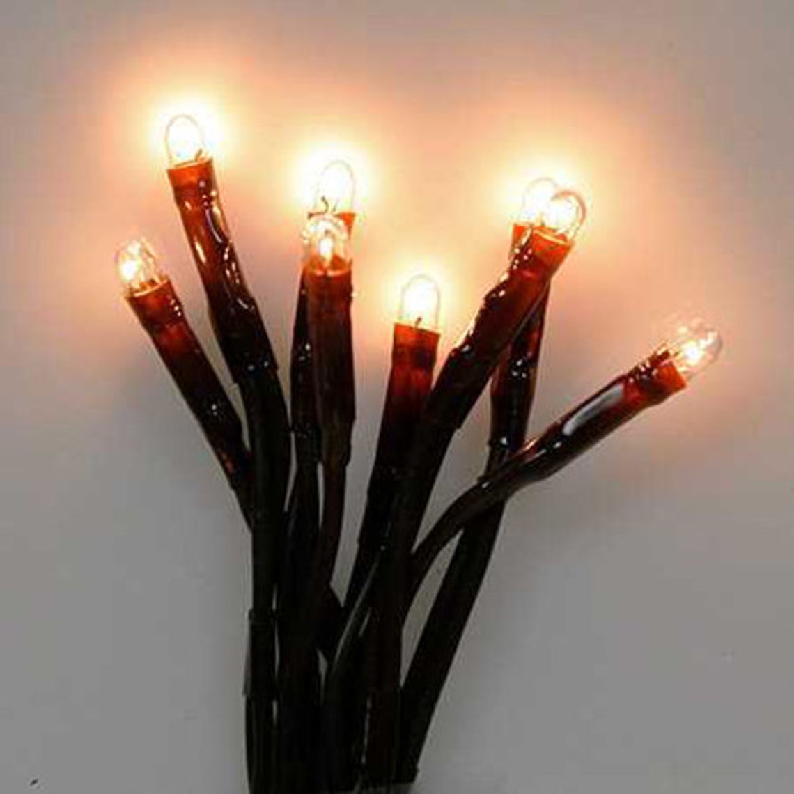 20 Count Light String / Strand / Set - Brown Cord - Clear Teeny Rice ...