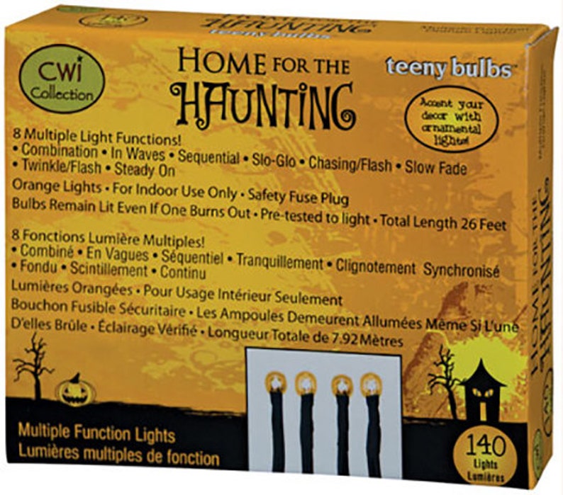 140 Ct Light String Strand Set Multi Function Twinkle Orange Teeny Rice Light Bulbs Halloween 140 Count Black Cord