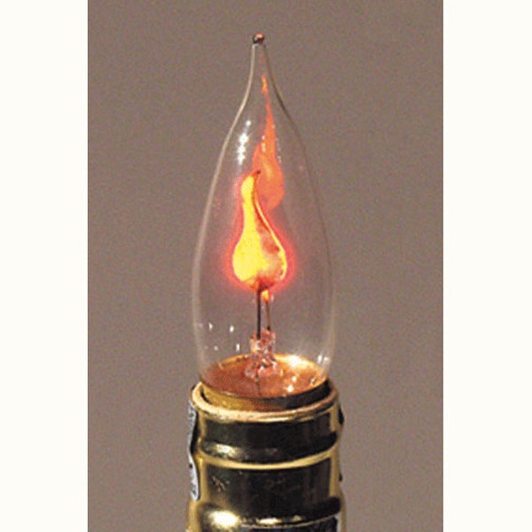 3.5 Watt Flicker Light Bulb - Clear Glass Flame Tip - Regular Size Socket - AHS-585P