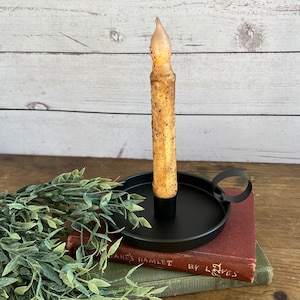 Farmhouse Candle Pan for tapers - Black Metal - 5&quot; Deep x 2&quot; High - PCR-90992B