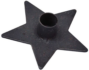 Black Iron Flat Star for tapers - Black Metal - 4.75" W x 1.5" High - WIC-G46205