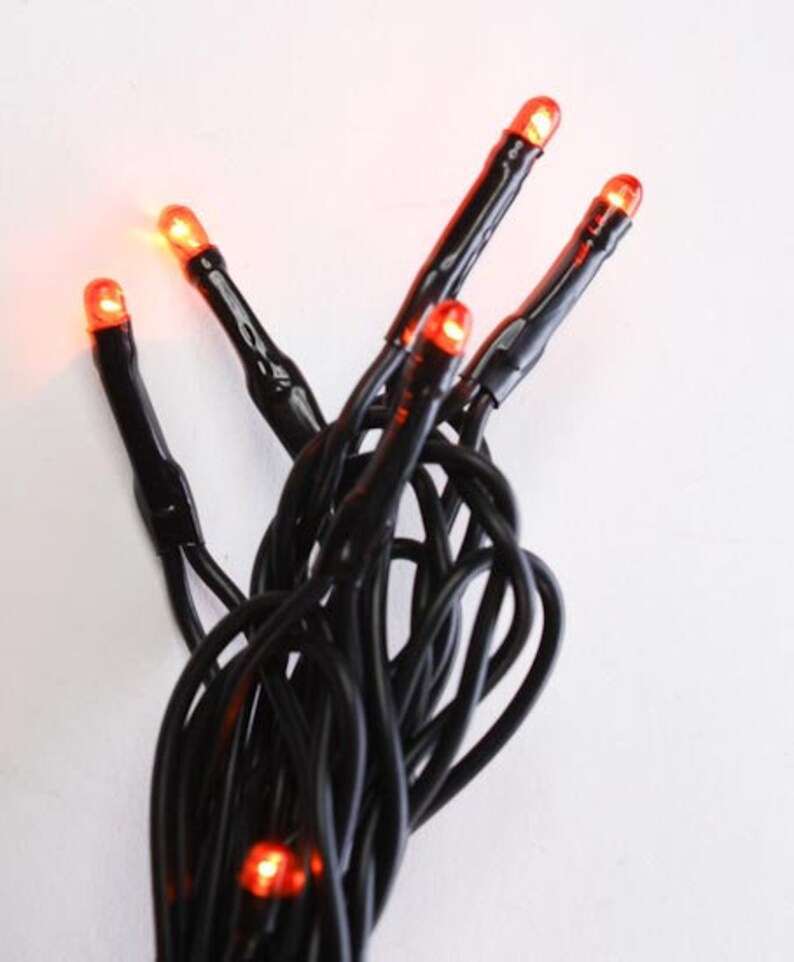 140 Ct Light String Strand Set Multi Function Twinkle Orange Teeny Rice Light Bulbs Halloween 140 Count Black Cord
