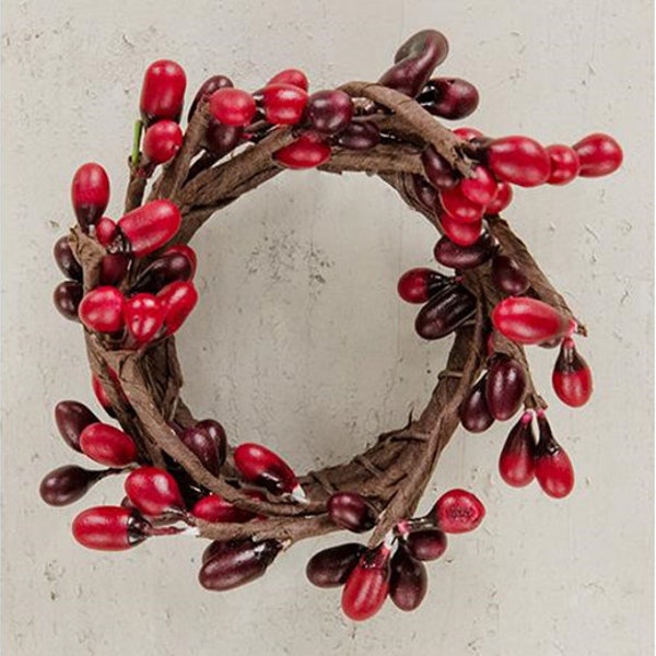 Candle Ring / Napkin Ring - Pip Berry - Red & Burgundy - 1.5" Inner Diameter - Christmas, Patriotic, Valentine's - WIC-FT2600RB