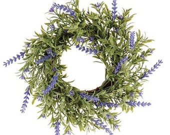Candle Ring / Mini Wreath - English Lavender - 2.5" Inner / 8" Outer Diameters - Spring, Summer, Farmhouse - WIC-FISB69332