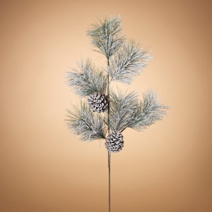 May include: A frosted pine sprig with three brown pine cones. The sprig is perfect for adding a touch of winter to your home decor.