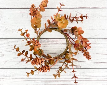 Orange Eucalyptus & Hops Candle/Napkin Ring 2.5" Inner Diameter - Autumn Candle Ring Decor, Halloween Napkin Ring Decor - TTW-FFD42260-2