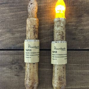 Hearthside Set Of 6 LED Taper Candles - Battery Operated, Burnt Ivory, 6"