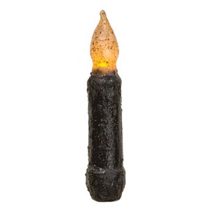 Black Grungy LED Battery Operated Taper Candle Light 4&quot; High with Timer Feature - Halloween Spooky - WIC-G84578