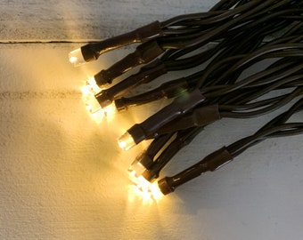 50 Count LED Light String / Strand / Set - Brown Cord - Clear Warm White Teeny Rice Light Bulbs - Christmas - WHD-YT003