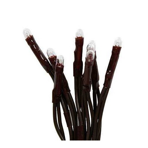 20 Count Light String / Strand / Set - Brown Cord - Clear Teeny Rice ...