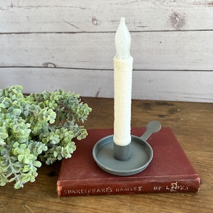 Tab Candle Pan In Gray - Taper Candles -Gray Metal - 5&quot; Deep x 2&quot; High - PCR-90997G