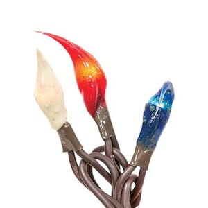 20 Count Light String Americana Silicone Dipped Bulbs Brown Cord Electric Plug with Red, Blue & Ivory Bulbs - Patriotic - WIC-MCL20A