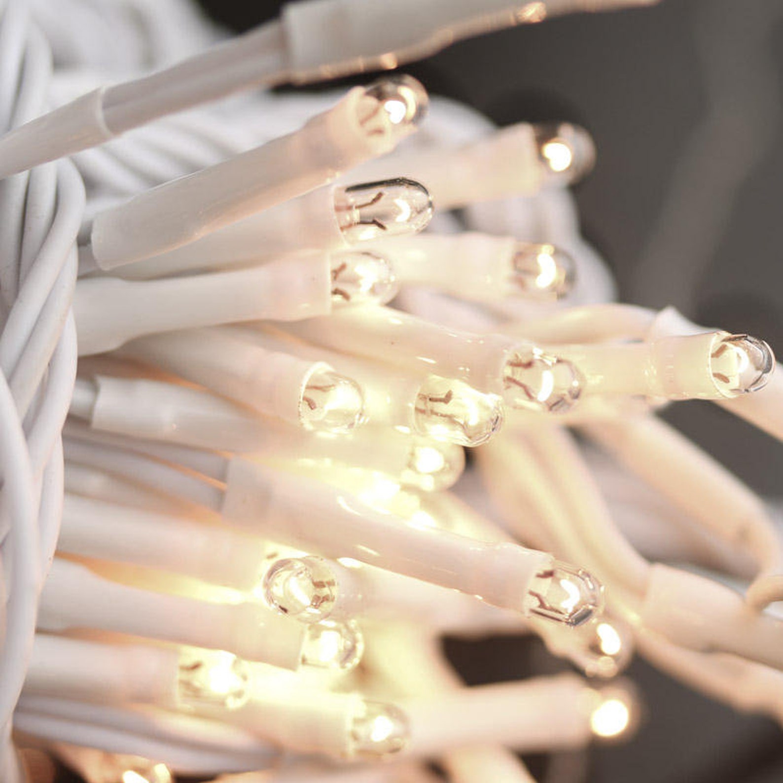140 Count Light String / Strand / Set - White Cord - Clear Teeny Rice ...