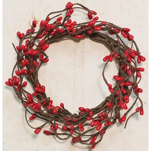 thumbnail image 2 of 4" Diameter Wreath Candle Ring – Pip Berry In Coffee Bean With Rusty Tin Stars 2 of 6