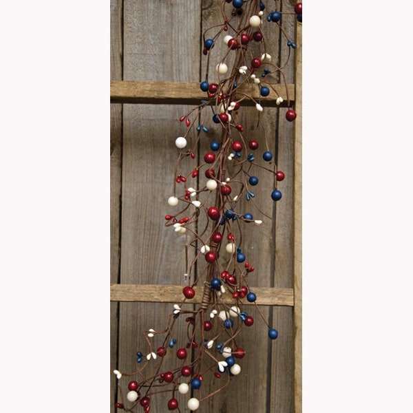 Garland 48" / 4' Foot Long - Americana Mixed Berry - Red, Royal Blue, Ivory - Patriotic - WIC-FISB50611