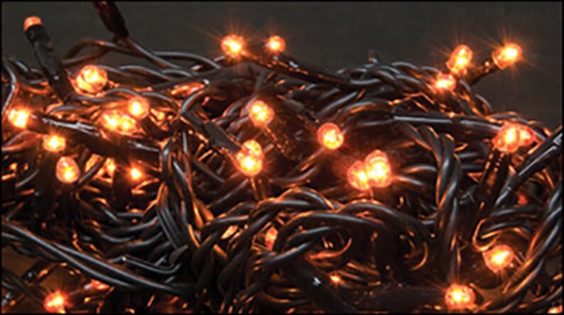 140 Ct Light String Strand Set Multi Function Twinkle Orange Teeny Rice Light Bulbs Halloween 140 Count Black Cord