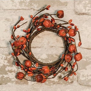 Candle Ring / Napkin Ring - Pip Berry Pumpkin Pod - 2&quot; Inner / 6&quot; Outer Diameters - Fall Autumn Halloween Thanksgiving - WIC-FIFF582