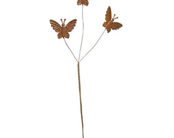 Rusty Metal Butterfly Pick 12" High - 2" - Floral Pick - Spring Summer - WIC-GISB50140