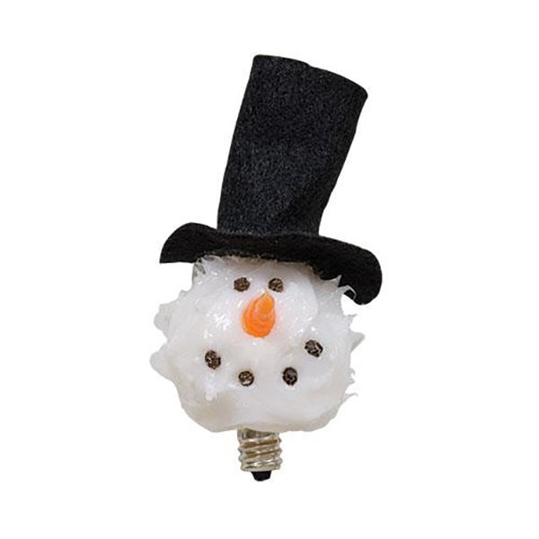 Silicone Dipped - Novelty Snowman Head With Hat Light Bulb Candelabra Socket - G0141212 - Christmas Winter