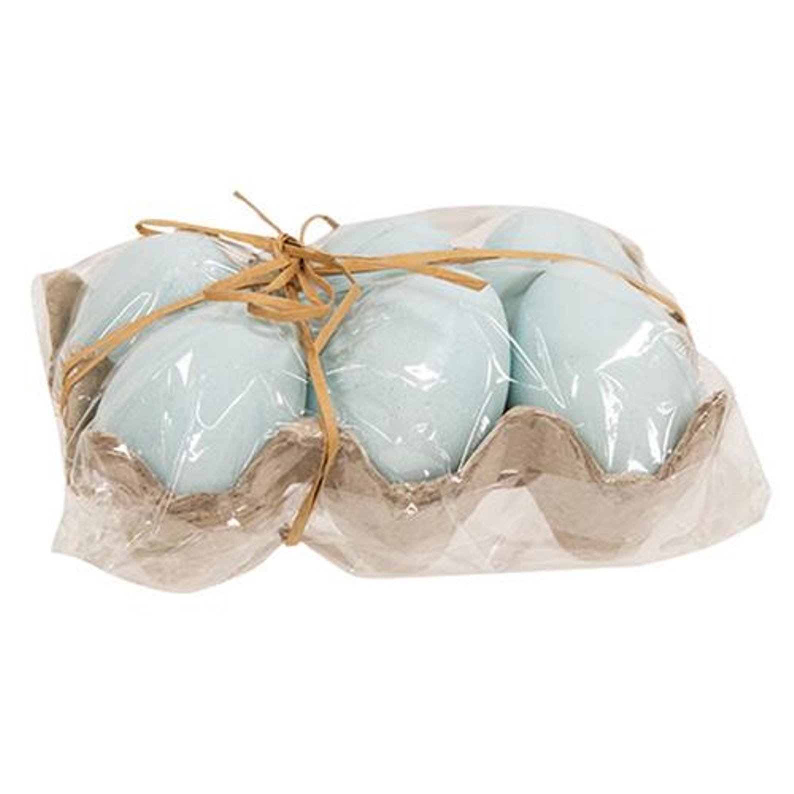 Pastel Blue Faux Eggs With Crate - Set of 6 - Spring, Easter, Kitchen