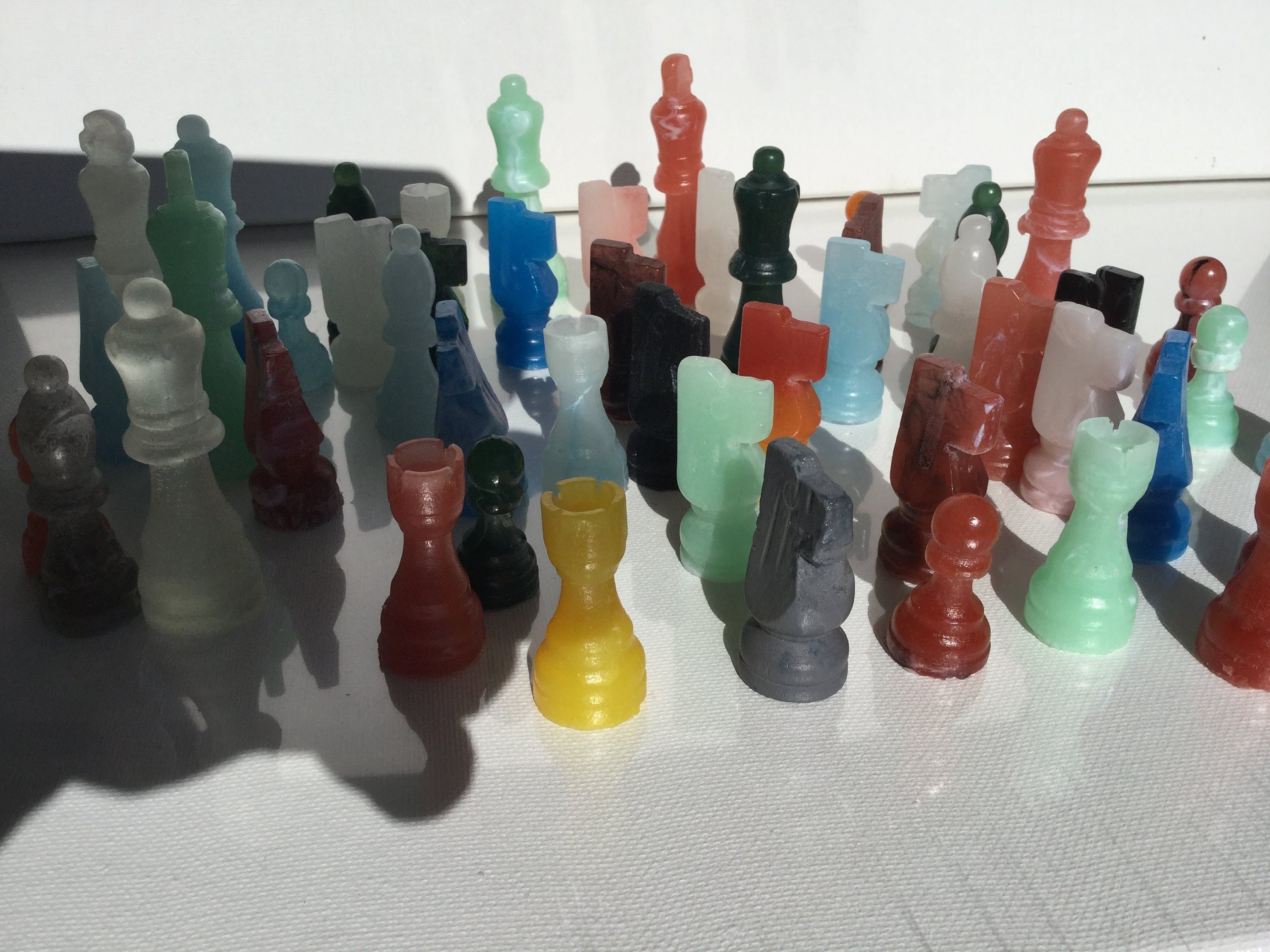 Chess Set Pieces Extra Queens Unique Marbled Pink vs Blue Educational Games Gift 