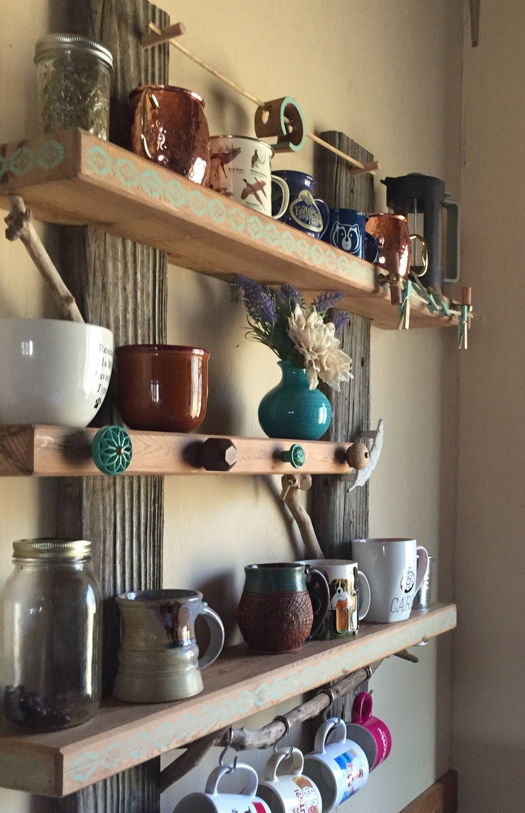 Estante de madera decoración Boho estante de taza de café | Etsy