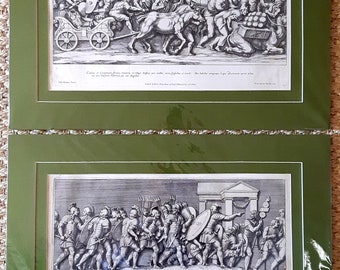 2 Italian engravings from the eighteenth century. Classic Scenes