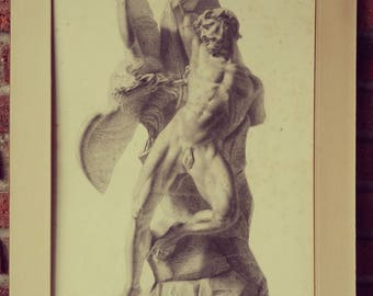 Drawing classical sculpture. Charcoal-painted. Nineteenth century