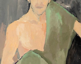 Huile sur toile. École d’espagnol. 20ème siècle - Portrait masculin